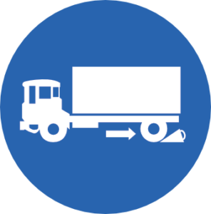 Gefahrguttransporte - Hinweisschild mit LKW