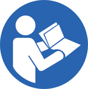 Schulungen - Hinweisschild mit Mensch und Buch